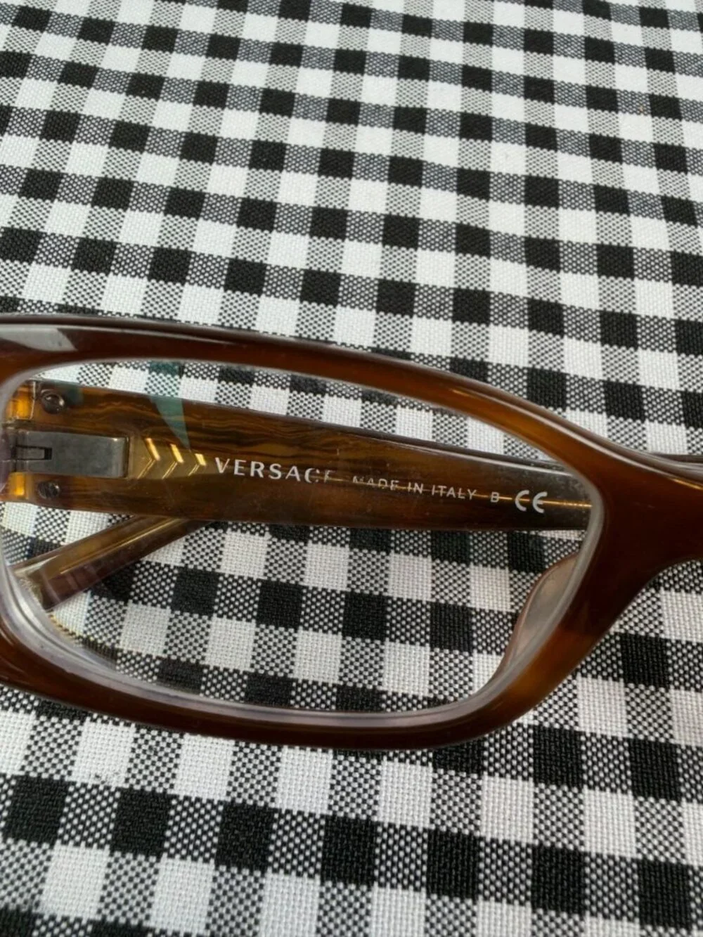 Versace Eyeglasses Frames Tortoise Brown Rectangular Italy 51-16-135 Designer